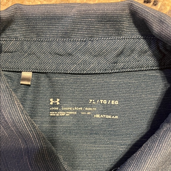 Under Armour Men's Polo Shirt - Navy and Light Blue - Picture 2 of 2